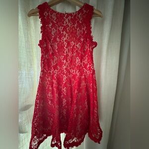 Red Lace Sleeveless Dress
